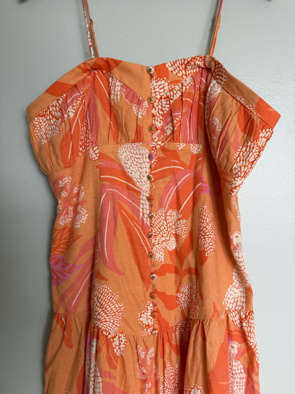 Farm Rio x Anthropologie Linen Blend Strapless
Drop-Waist Maxi Dress in Aurora - Picture 6 of 12